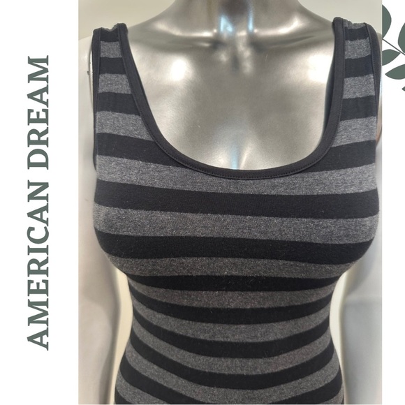 🛍️3/$40 American Dream Scoop Neck Mini Dress | Stretchy Stripe Knit | Small - Picture 4 of 5